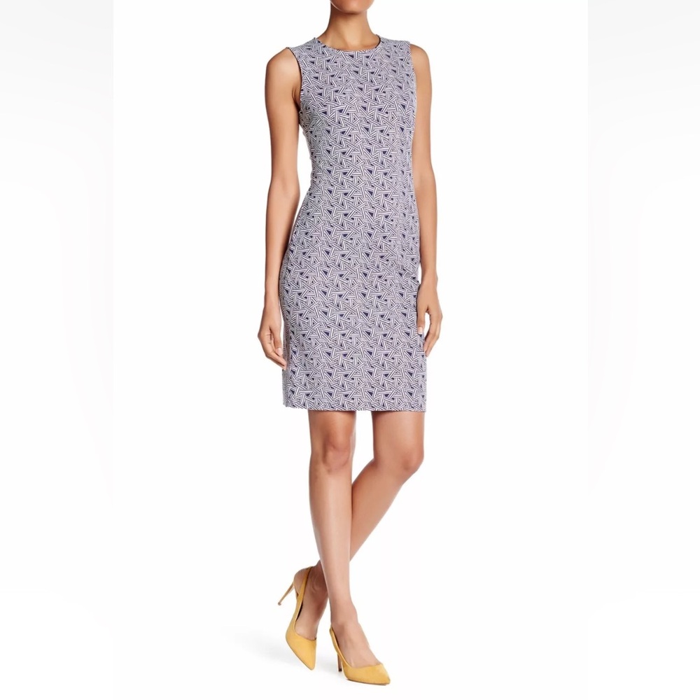Diane Von Furstenberg DVF Regenna Ribbon Rectangles Stretch Sheath Dress Size 8 - Picture 2 of 12